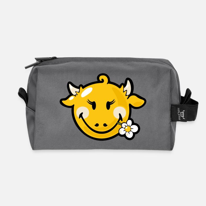 Smiley Cow - Recycelte Kulturtasche - Anthrazit