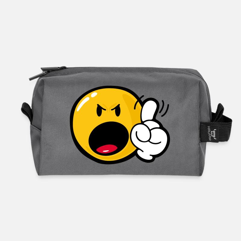 Smiley Anger Cross - Recycelte Kulturtasche - Anthrazit
