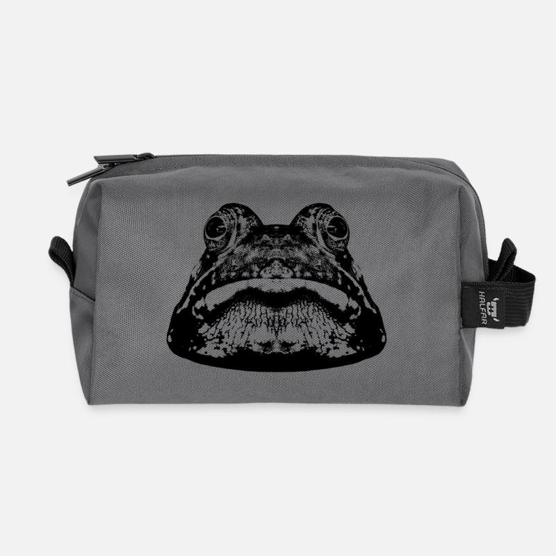 Frog / frog / graphic - Recycled Toiletry Zip Bag - anthracite