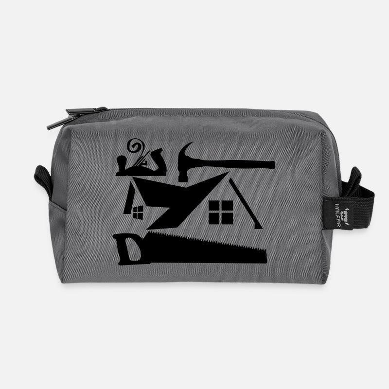 Schreiner-Logohaus mit Hammer und Säge - Recycelte Kulturtasche - Anthrazit