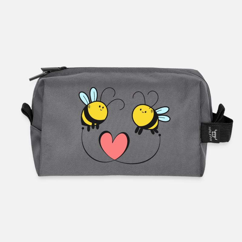 Bienen Liebe Hochzeit - Recycelte Kulturtasche - Anthrazit