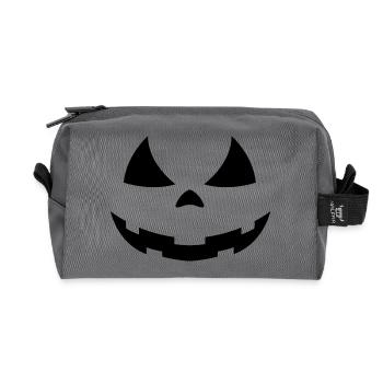 Pumpkin Halloween Face Black - Recycled Toiletry Zip Bag - anthracite - Front