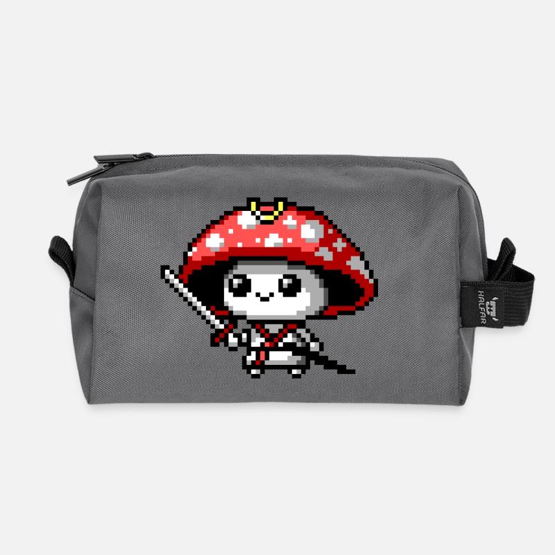 Samouraï champignon 8 bits - Trousse de toilette en tissu recyclé - anthracite