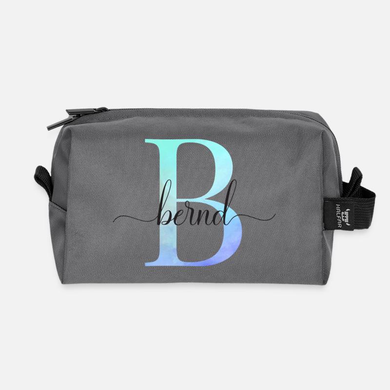 B| Monogramm | Name | Bernd | Watercolor - Recycelte Kulturtasche - Anthrazit