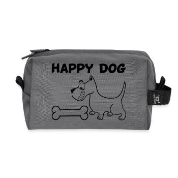 A Happy Dog (Black) - Recycled Toiletry Zip Bag - anthracite - Front