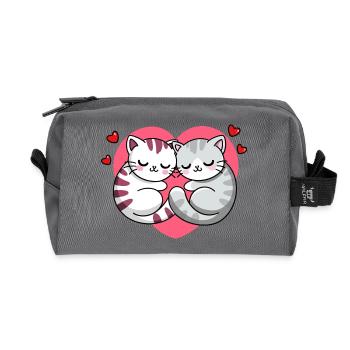 Valentine's Day Cats - Recycled Toiletry Zip Bag - anthracite - Front