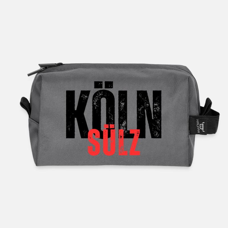 Sülz schwarz rot - Recycelte Kulturtasche - Anthrazit