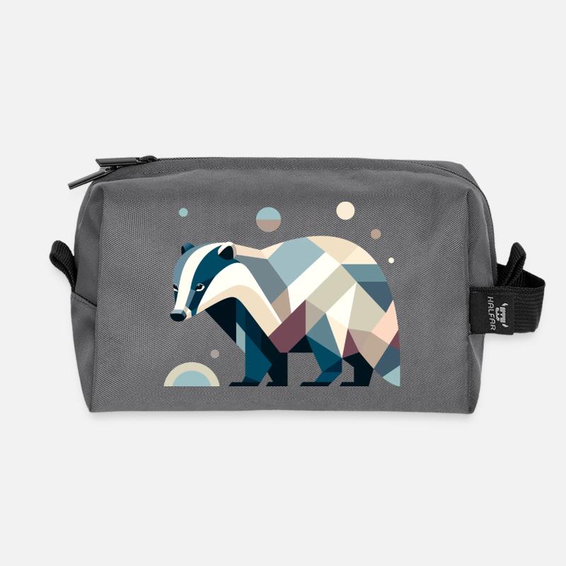 Geometrischer Dachs - Recycelte Kulturtasche - Anthrazit