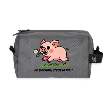 Le Cochon c'est la vie! - Recycled Toiletry Zip Bag - anthracite - Front