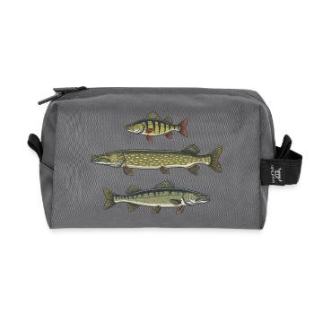 Perch, pike, zander, fishing, fishing - Recycled Toiletry Zip Bag - anthracite - Front