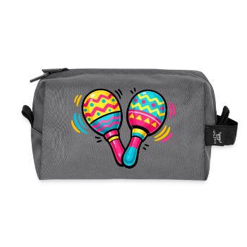Colorful Tambourine Rhythm - Recycled Toiletry Zip Bag - anthracite - Front