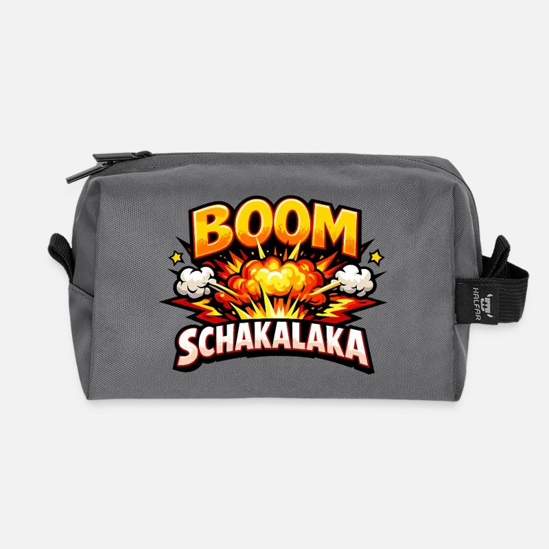 Boom Schakalaka Comic Spruch mit Explosion - Recycelte Kulturtasche - Anthrazit