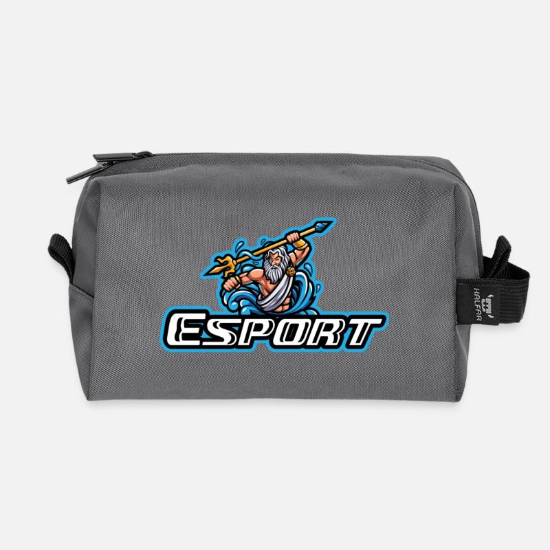 E-Sport-Helden Poseidon und Dreizack - Recycelte Kulturtasche - Anthrazit