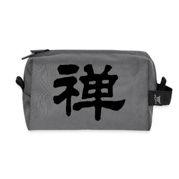 Chinese words: Zen - Recycled Toiletry Zip Bag - anthracite - Front