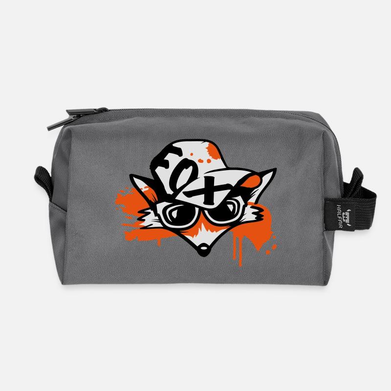 Fuchs mit Baseballkappe - Recycelte Kulturtasche - Anthrazit