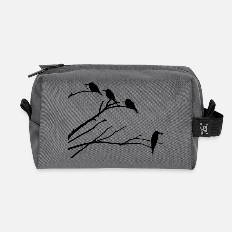 Vögel auf Ast - Recycelte Kulturtasche - Anthrazit
