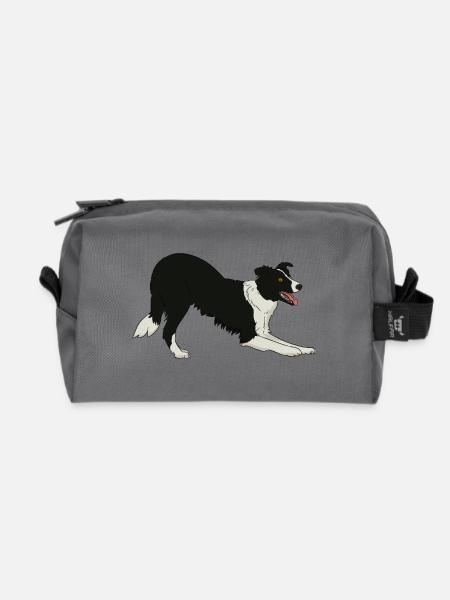 Border Collie - Recycelte Kulturtasche - Anthrazit