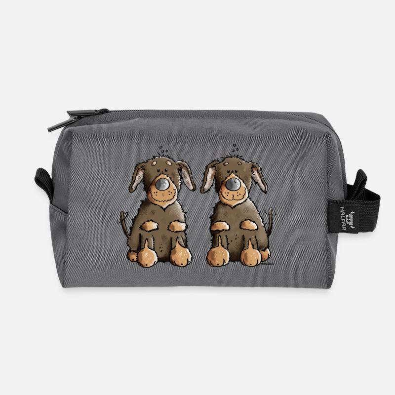 Dackel Duo - Recycelte Kulturtasche - Anthrazit