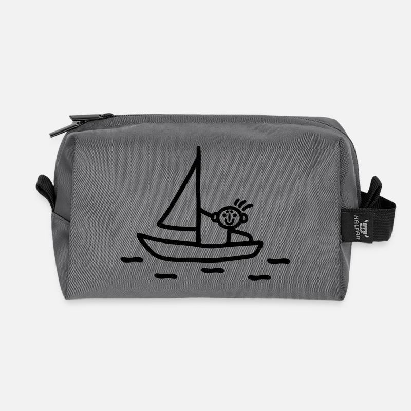 Sail stick figure - Recycled Toiletry Zip Bag - anthracite