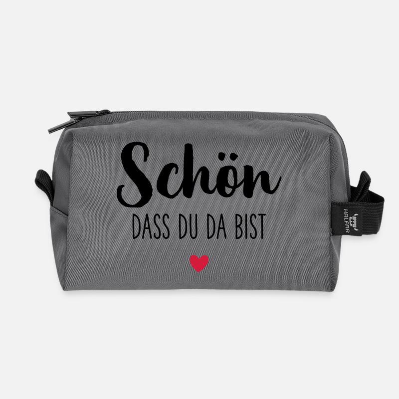 Schön dass du da bist Herz - Recycelte Kulturtasche - Anthrazit