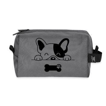 chien, dog, french bulldog - Trousse de toilette en tissu recyclé - anthracite - Devant