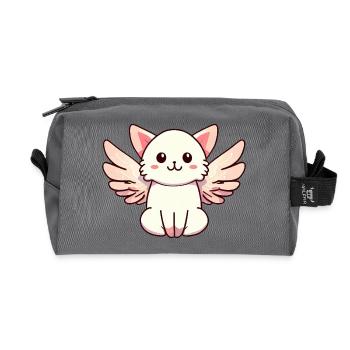 Mignon Kawaii Angel Chat - Trousse de toilette en tissu recyclé - anthracite - Devant