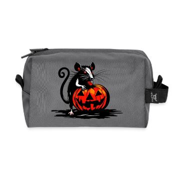 Ratte knabbert an Halloween Kürbis - Recycelte Kulturtasche - Anthrazit - Vorne