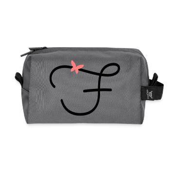 Letter F Butterfly Letter - Recycled Toiletry Zip Bag - anthracite - Front