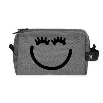 Happy face with eyelashes - Recycled Toiletry Zip Bag - anthracite - Front