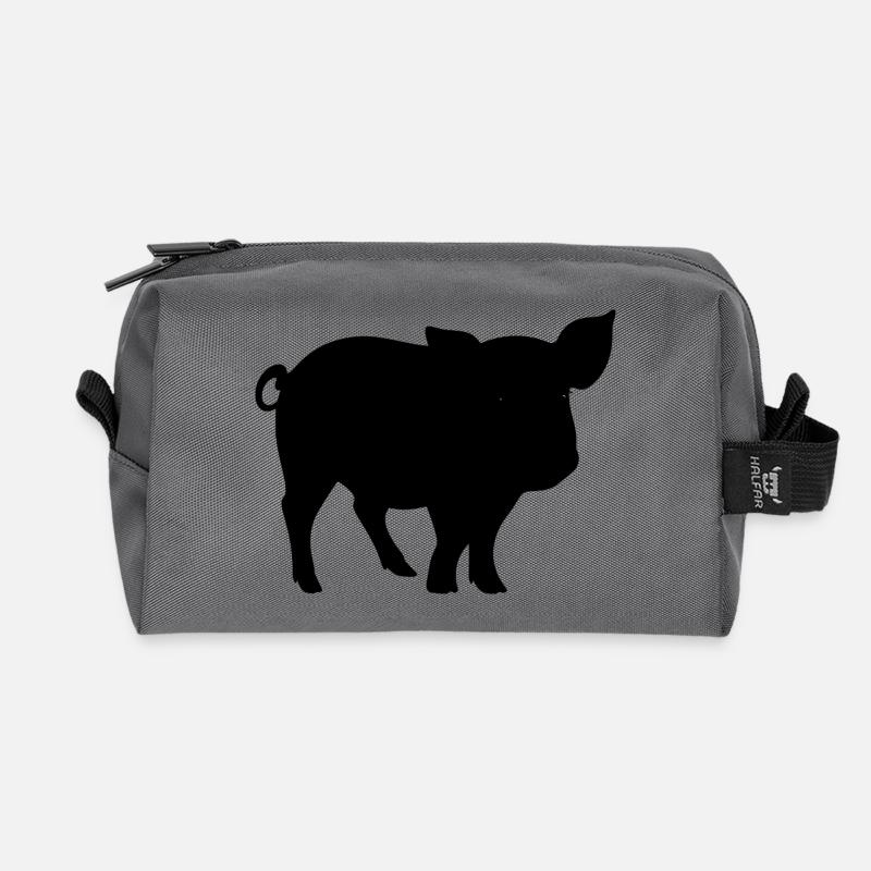 Niedliche Schweinesilhouette - Recycelte Kulturtasche - Anthrazit