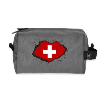 Schweiz Flagge - Recycelte Kulturtasche - Anthrazit - Vorne