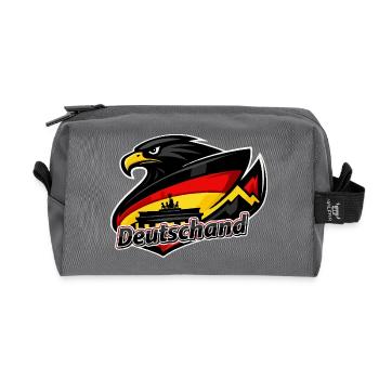 Adler mit der deutschen Flagge Brandenburger Tor - Recycelte Kulturtasche - Anthrazit - Vorne