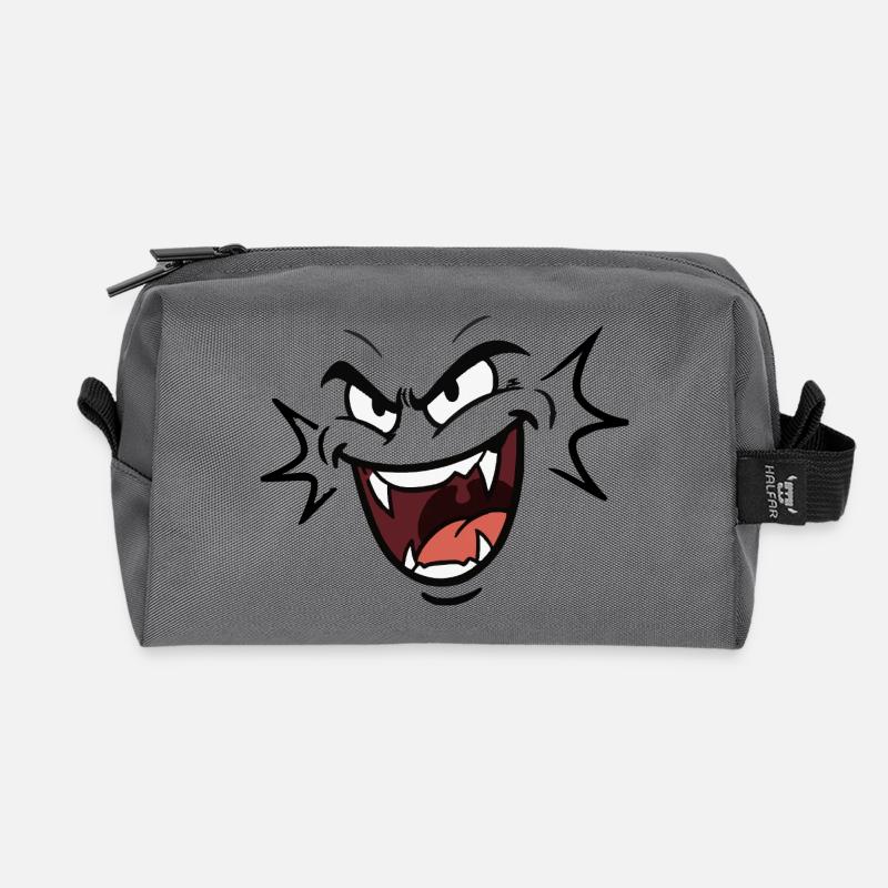 Funny vampire face laughing pattern comic - Recycled Toiletry Zip Bag - anthracite