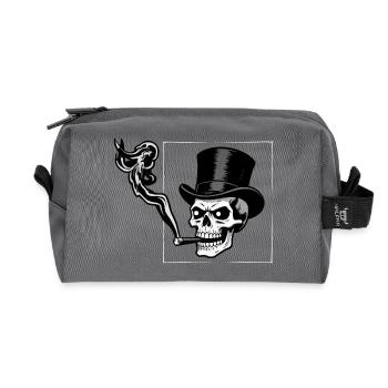 RICH SKULL #1 – schwarz und weiß - Recycelte Kulturtasche - Anthrazit - Vorne