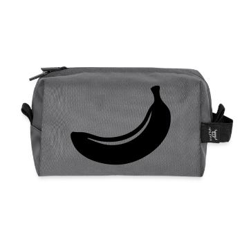 Banana Silhouette – Tropical Fruit Design - Recycled Toiletry Zip Bag - anthracite - Front