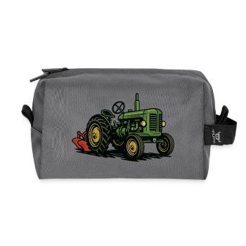 Green tractor in the light of agriculture - Recycled Toiletry Zip Bag - anthracite - Front