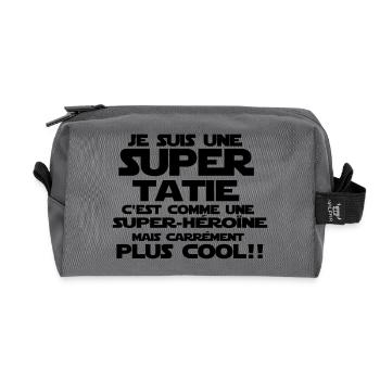 comme une super-héroine (tatie) - Trousse de toilette en tissu recyclé - anthracite - Devant