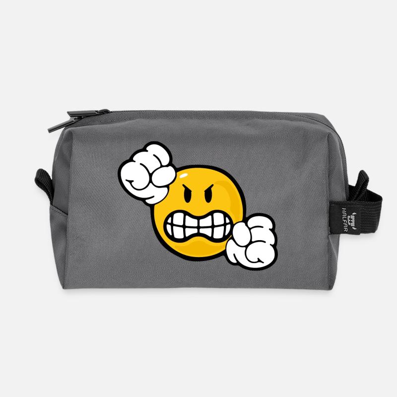 Smiley Anger - Recycelte Kulturtasche - Anthrazit