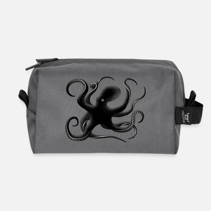 Oktopus Silhouette - Recycelte Kulturtasche - Anthrazit