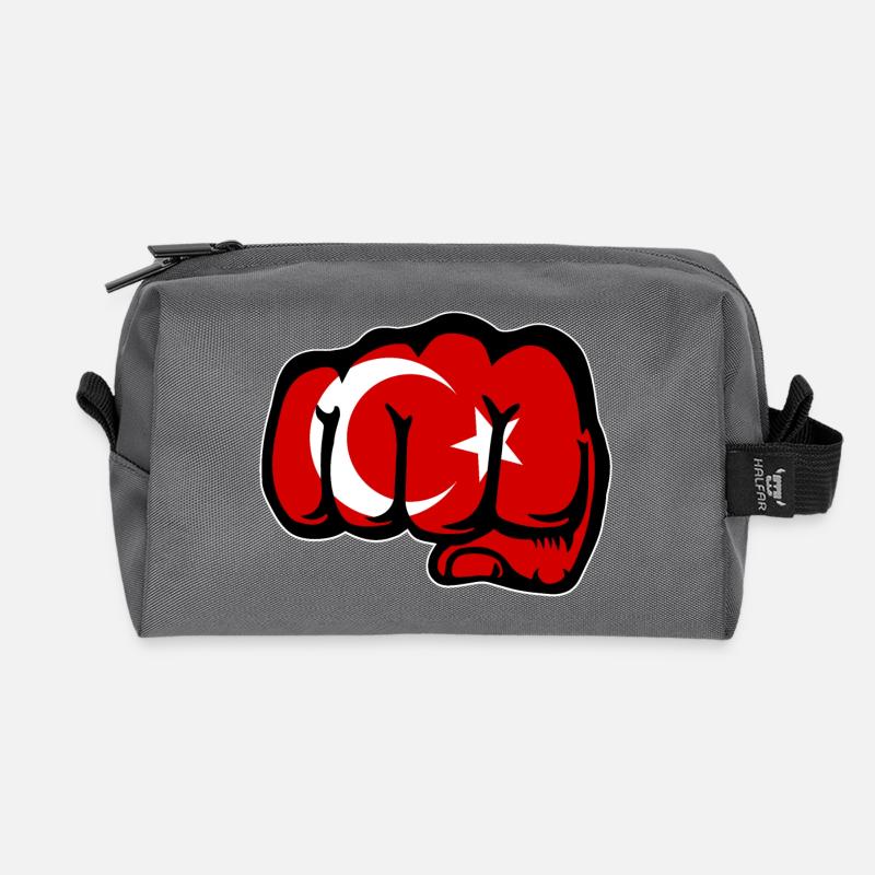 Türkei Flagge Hand Faust - Recycelte Kulturtasche - Anthrazit