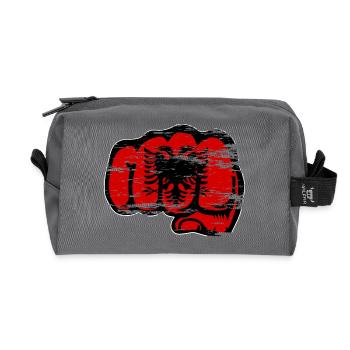 Drapeau de l’Albanie poing utilisé - Trousse de toilette en tissu recyclé - anthracite - Devant