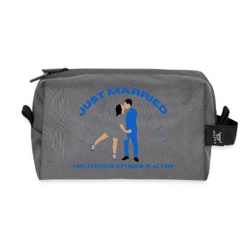 just married | Wedding - Recycled Toiletry Zip Bag - anthracite - Front