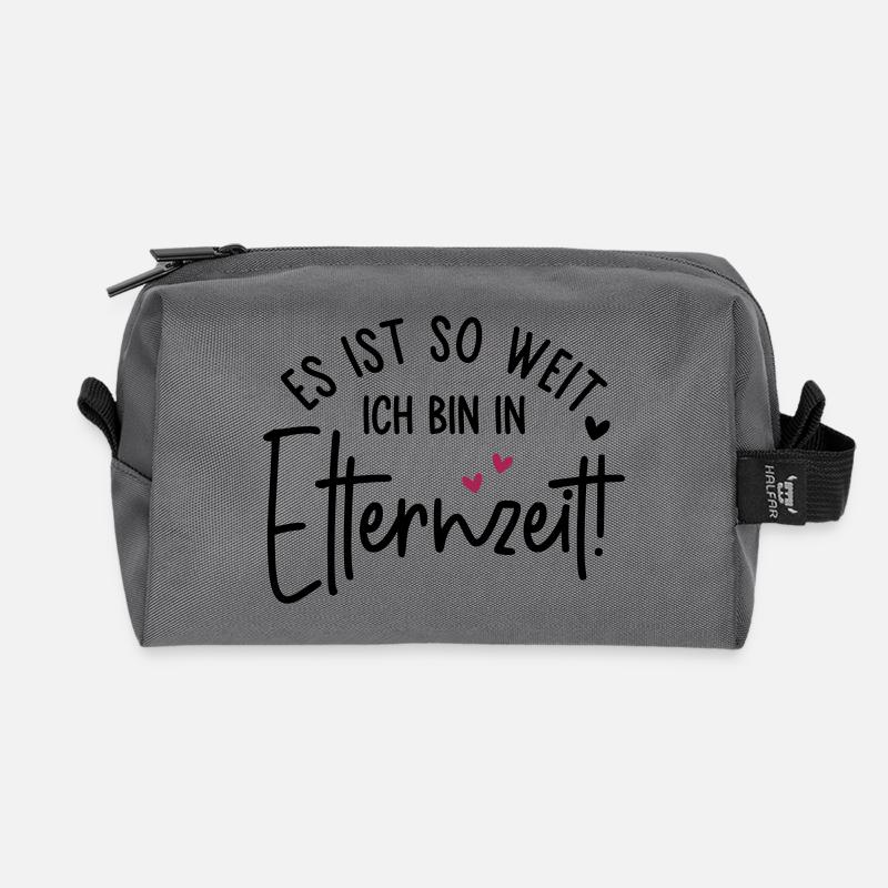 Es ist so weit Ich bin in Elternzeit - Recycelte Kulturtasche - Anthrazit