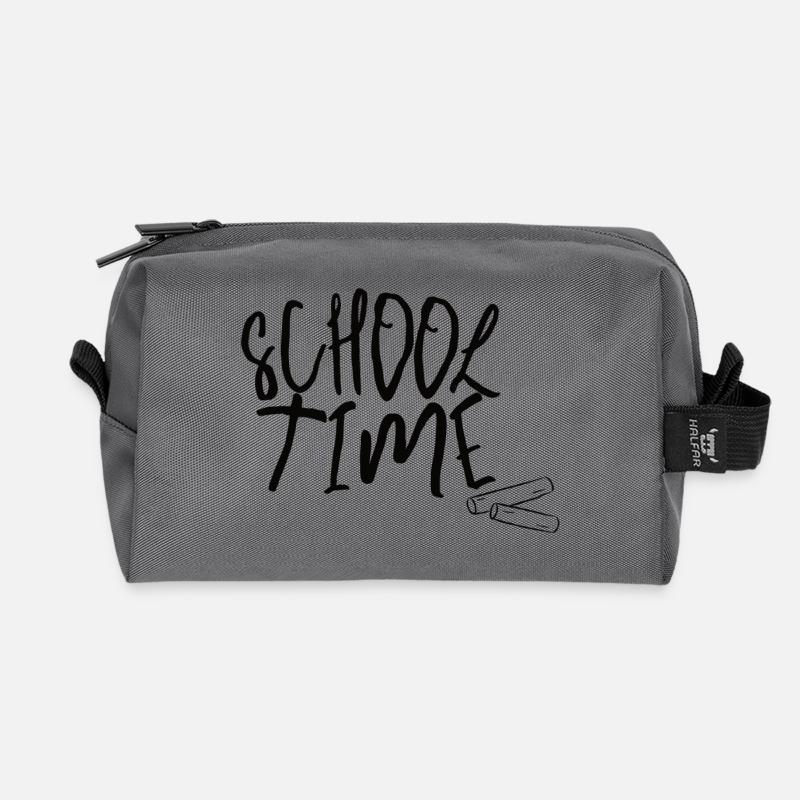 School Time – Minimal Schulstart Design - Recycelte Kulturtasche - Anthrazit