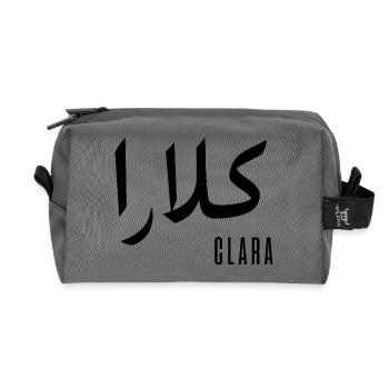 Clara prénom en arabe - Trousse de toilette en tissu recyclé - anthracite - Devant