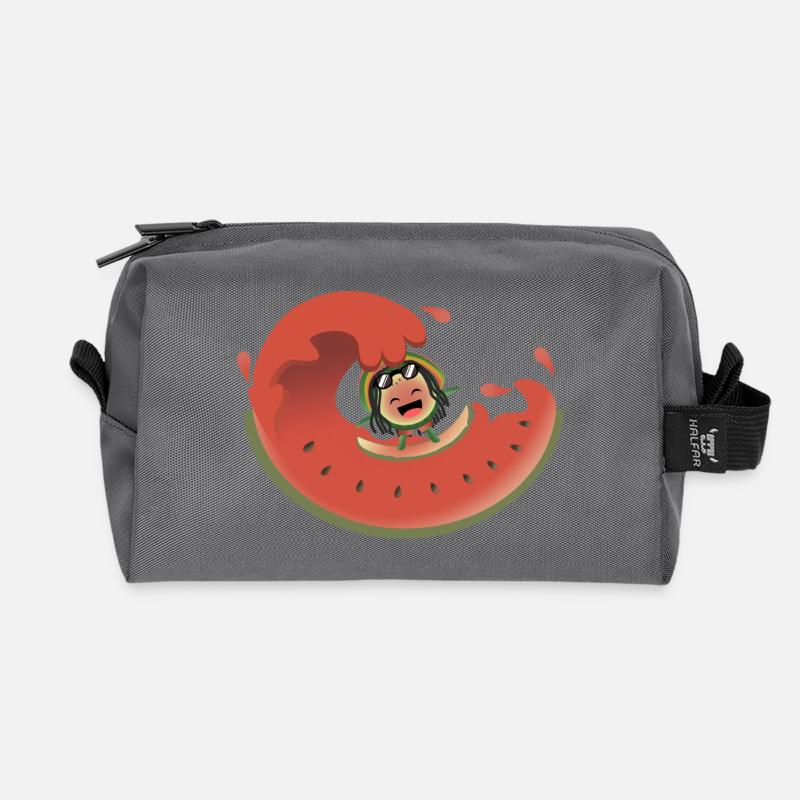 Surfende Wassermelone - Recycelte Kulturtasche - Anthrazit