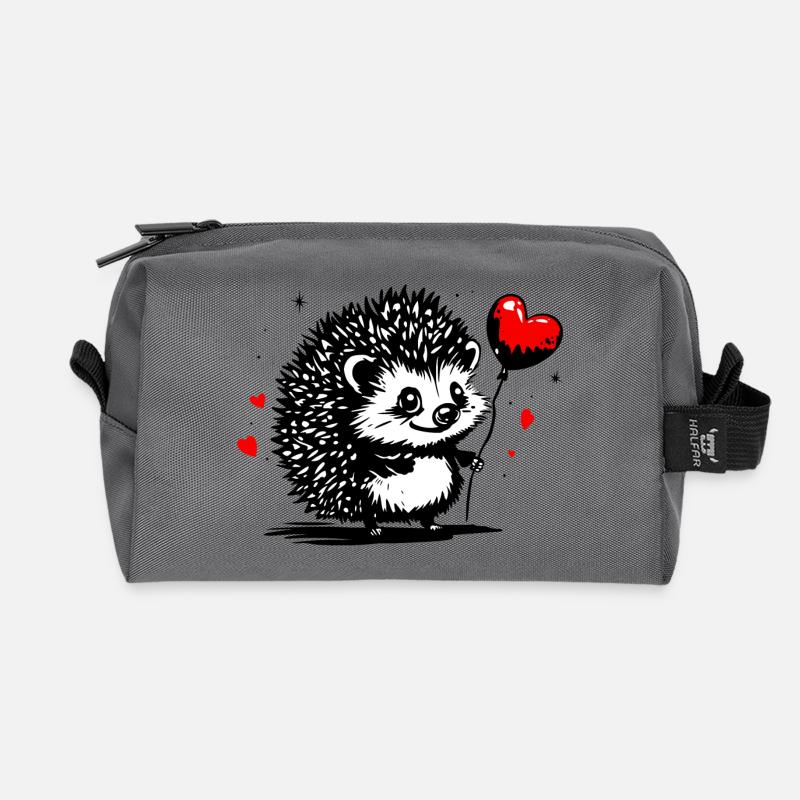 Igel mit Herz Luftballon - Heartful Creatures - Recycelte Kulturtasche - Anthrazit