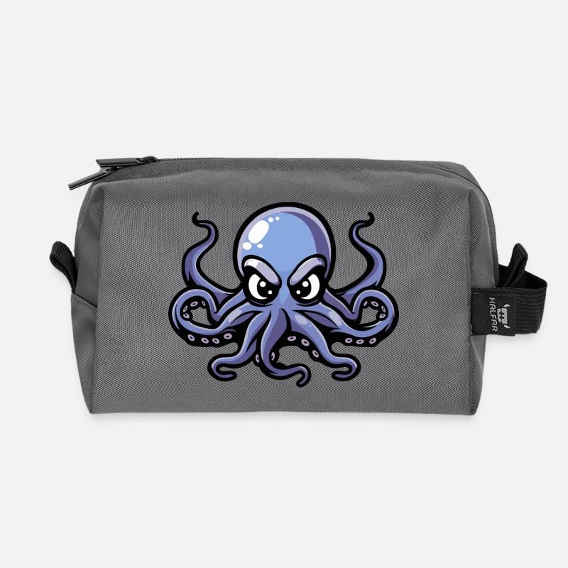Oktopus Comic - Recycelte Kulturtasche - Anthrazit