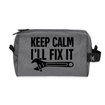 keep calm ill fix it - Recycled Toiletry Zip Bag - anthracite - Front