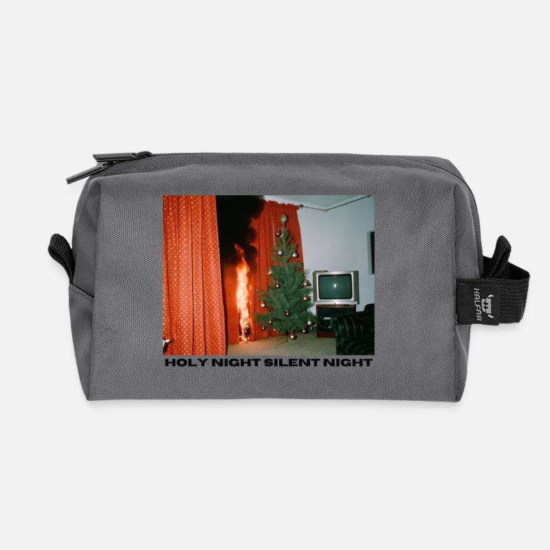 Holy Night - Brennender Weihnachtsbaum - Recycelte Kulturtasche - Anthrazit